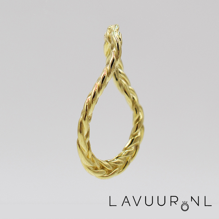 Gouden  hanger gemaakt van gevlochten draad