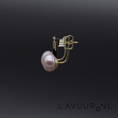 geelgouden bloemen oorknopjes met parel